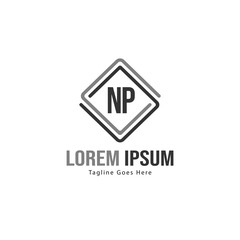 Fototapeta premium Initial NP logo template with modern frame. Minimalist NP letter logo vector illustration