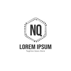 Initial NQ logo template with modern frame. Minimalist NQ letter logo vector illustration