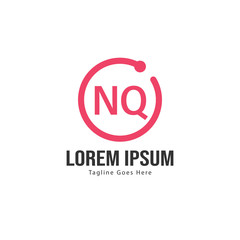 Initial NQ logo template with modern frame. Minimalist NQ letter logo vector illustration