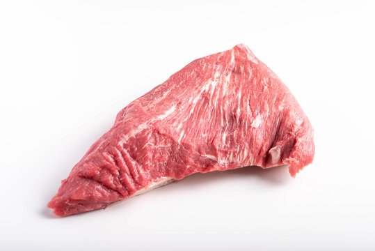 Isolated Raw Tri Tip Beef Steak Meat On White Background