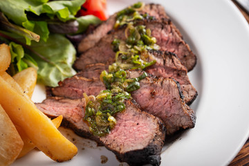 grilled tri tip steak with green onion sauce