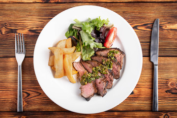 grilled tri tip steak with green onion sauce