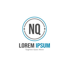 Initial NQ logo template with modern frame. Minimalist NQ letter logo vector illustration