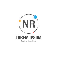Initial NR logo template with modern frame. Minimalist NR letter logo vector illustration