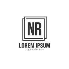 Initial NR logo template with modern frame. Minimalist NR letter logo vector illustration