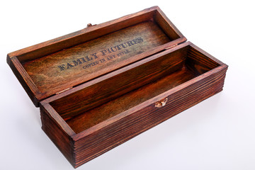 Handmade scrapbooking items on white background