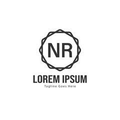 Initial NR logo template with modern frame. Minimalist NR letter logo vector illustration