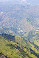View of the mountains in the summer, Almaty, Kazakhstan. View from the mountain peak Kumbel