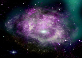galaxy in a free space. 3D rendering