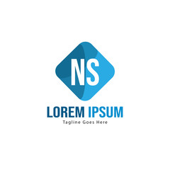 Initial NS logo template with modern frame. Minimalist NS letter logo vector illustration