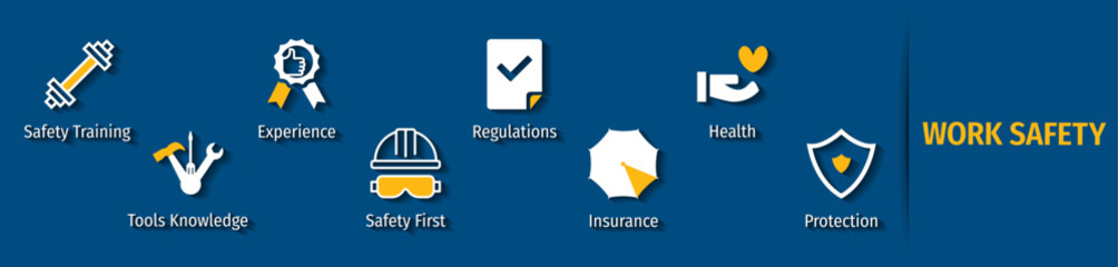 Work Safety Banner with icon