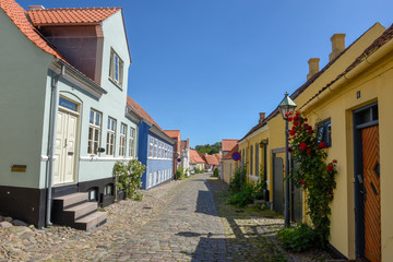 The traditional historic village of Ebeltoft on Jutland in Denmark