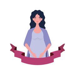 woman pregnant with decorative ribbon