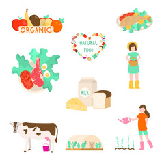 Set of organic, natural, eco foods from village farm