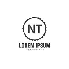 Initial NT logo template with modern frame. Minimalist NT letter logo vector illustration