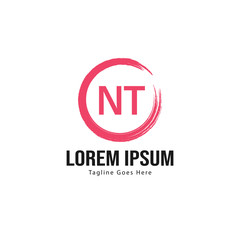 Initial NT logo template with modern frame. Minimalist NT letter logo vector illustration