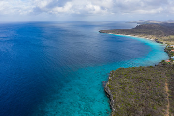 Fototapeta na wymiar Aerial view over area Cas Abao - Curaçao/Caribbean /Dutch Antilles