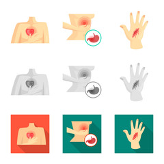 Vector design of hospital and rendering icon. Set of hospital and help stock symbol for web.