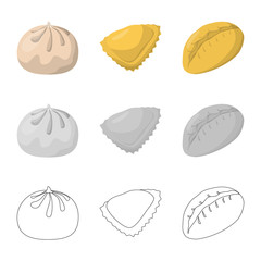 Isolated object of products and cooking logo. Collection of products and appetizer stock symbol for web.