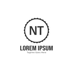 Initial NT logo template with modern frame. Minimalist NT letter logo vector illustration