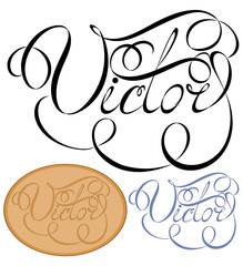 Name Victor, made in the vector for use in various purposes, from embroidery to printing business cards.