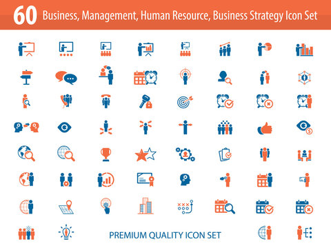 Universal Business Management And Human Resources Icon Set. Universal Icons For Web And Mobile. Vector