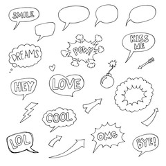 Set of speech bubbles Comic cartoon explosions with different emotions