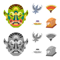 Vector design of and travel icon. Set of and traditional stock vector illustration.
