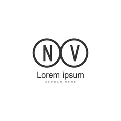 Initial NV logo template with modern frame. Minimalist NV letter logo vector illustration