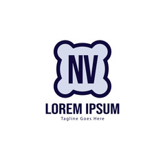 Fototapeta premium Initial NV logo template with modern frame. Minimalist NV letter logo vector illustration