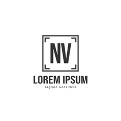 Initial NV logo template with modern frame. Minimalist NV letter logo vector illustration