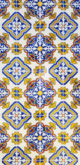 Portuguese azulejo style decorated ceramic tiles background
