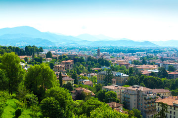 Obraz premium Bergamo city panorama from Citta Alta Old Town, Italy