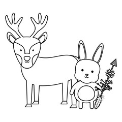 reindeer and rabbit with arrow bohemian style
