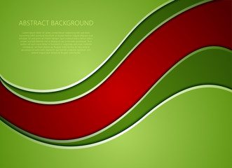 Wavy geometric backgrounds with red and green color, vector illustration