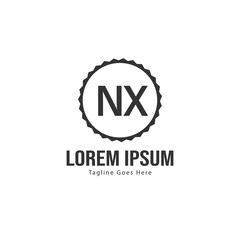 Initial NX logo template with modern frame. Minimalist NX letter logo vector illustration