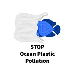 Stop ocean plastic pollution. The fish swims among the garbage. Marine life under threat. Waste in water. Trash underwater. Environmental Protection. Banner, brochure, poster, leaflet. Vector, eps10