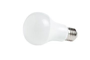 modern white led saving bulb. electric lamp equipment. isolated. with clipping path.