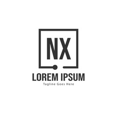Initial NX logo template with modern frame. Minimalist NX letter logo vector illustration