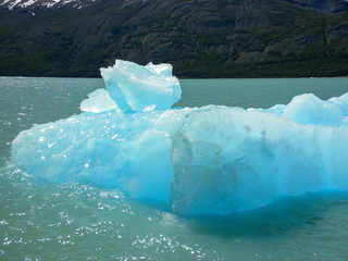 Ice of the glacier in the lake in Patagonia Argentina