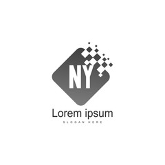 Initial NY logo template with modern frame. Minimalist NY letter logo vector illustration - obrazy, fototapety, plakaty