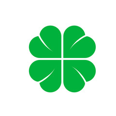 Four Leaf Clover St. Patrick Day Icon Vector Illustration - Vector