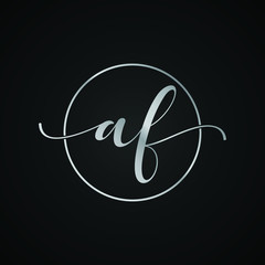 AF initial letter elegant Logo template vector creative business wedding invitation black and silver color based