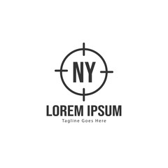 Initial NY logo template with modern frame. Minimalist NY letter logo vector illustration