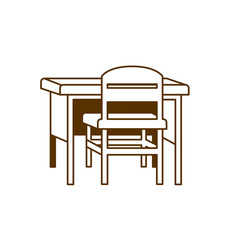 silhouette of wooden chair and desk teacher workplace