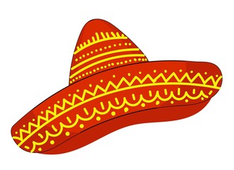 Hat Cinco de Mayo. Vector illustration of sombrero holiday symbol. Isolated on white background Vector illustration.