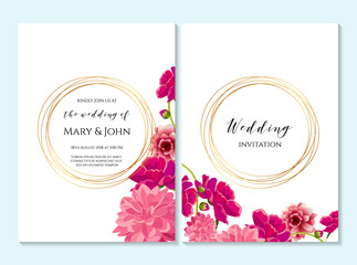 Wedding invitation, thank you card, save the date cards. Wedding invitation, baby shower, menu, flyer, banner template with floral pattern, hand drawn lettering, background. Summer wedding invitation.