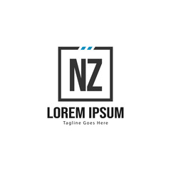 Fototapeta premium Initial NZ logo template with modern frame. Minimalist NZ letter logo vector illustration