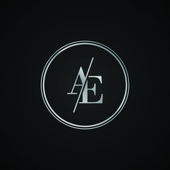 AE initial letter elegant Logo template vector creative business wedding invitation black and silver color based