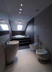 Interior of a modern minimalistic bathroom